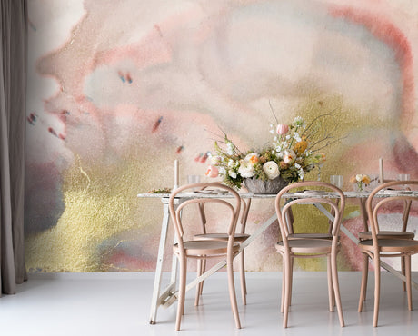 Custom Wallpaper - "Blush Gold" - 9' Tall x 12' 6" Wide - Prepasted