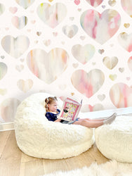 Clearance "Buttercream Hearts" Oversized Wall Mural 9' x 15' Prepasted