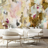 Vivian Ferne Oversized Wall Mural, Wallpaper, Wallpaper Wall Mural, Oversized Wallpaper Wall Mural, Vibrant Wallpaper, Vibrant Wall Mural, Maximalist Wall Mural, Vibrant Wall Art, Nursery Wallpaper, Office Wallpaper, Living Room Wallpaper, Gold Accent Wall, Cappuccino, Brown Wallpaper, Beige Wallpaper, White Chair, Gold Chair, Gold Lamp, Fuchsia Wallpaper, Fuchsia Accent Wall, White Chair, White Sideboard, Gold Side Lamp, Gold Accent