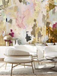 Vivian Ferne Oversized Wall Mural, Wallpaper, Wallpaper Wall Mural, Oversized Wallpaper Wall Mural, Vibrant Wallpaper, Vibrant Wall Mural, Maximalist Wall Mural, Vibrant Wall Art, Nursery Wallpaper, Office Wallpaper, Living Room Wallpaper, Gold Accent Wall, Cappuccino, Brown Wallpaper, Beige Wallpaper, White Chair, Gold Chair, Gold Lamp, Fuchsia Wallpaper, Fuchsia Accent 