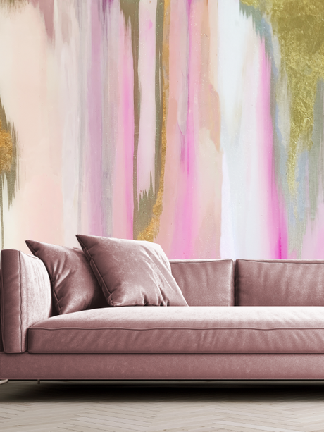 Vivian Ferne Oversized Wall Mural, Wallpaper, Wallpaper Wall Mural, Oversized Wallpaper Wall Mural, Vibrant Wallpaper, Vibrant Wall Mural, Maximalist Wall Mural, Vibrant Wall Art, Nursery Wallpaper, Office Wallpaper, Living Room Wallpaper, Gold Accent Wall, Gold Wallpaper, Silver Wallpaper, Silver Accent Wall, Pink Wallpaper, Pink Accent Wall, Pink Couch, Velvet Couch, Pink Velvet Couch, Pink Pillow, Pink Velvet Pillow, Velvet Pillow, Pink Accent Wall