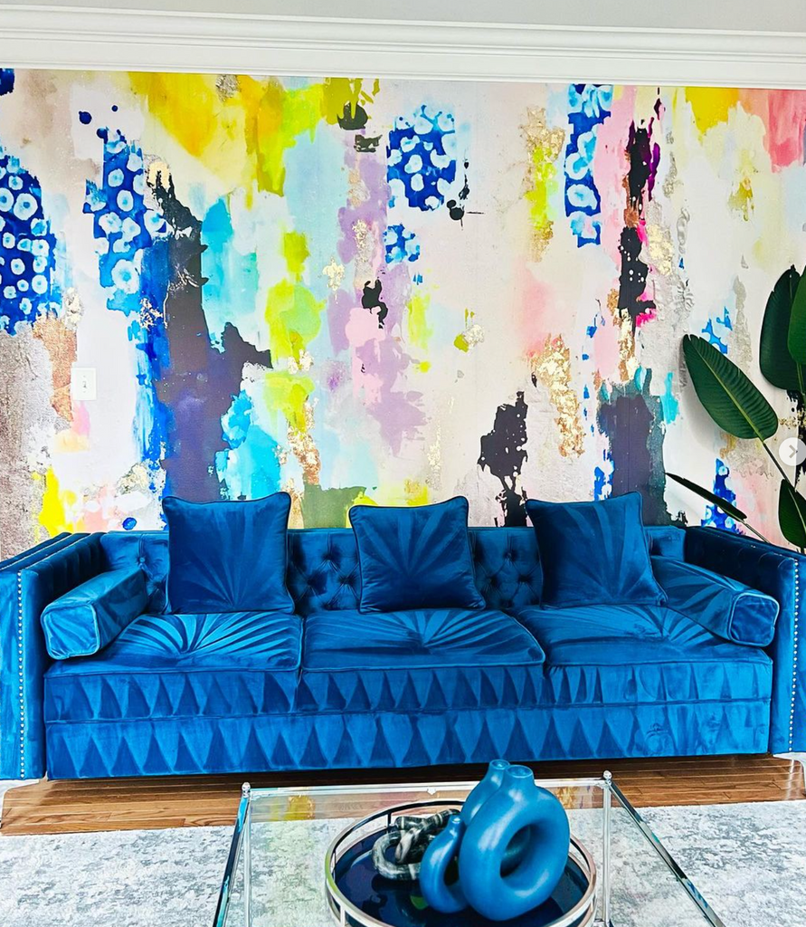 Vivian Ferne Hawaiian Ice wallpaper, abstract wallpaper, vivian ferne review, modern wallpaper, rainbow wallpaper, teen bedroom decor, bright wallpaper, maximalist design wallpaper