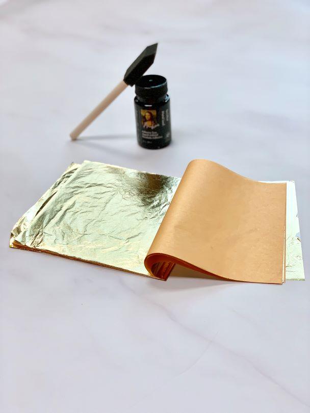 Gold leafing kit for decorating the luxury wallpaper design. 