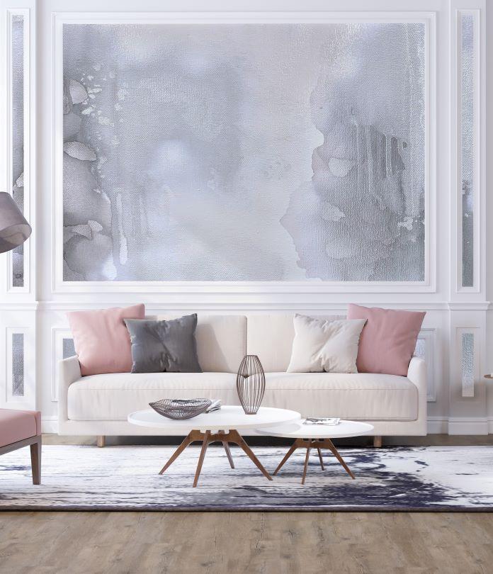 Abstract grey wall mural decal in living room