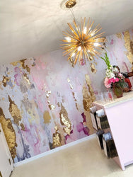 pink nursery decor, pink wallpaper, pink interior decor, abstract wallpaper, modern wallpaper, bold wallpaper, wallpaper dining room, pink and gold abstract art