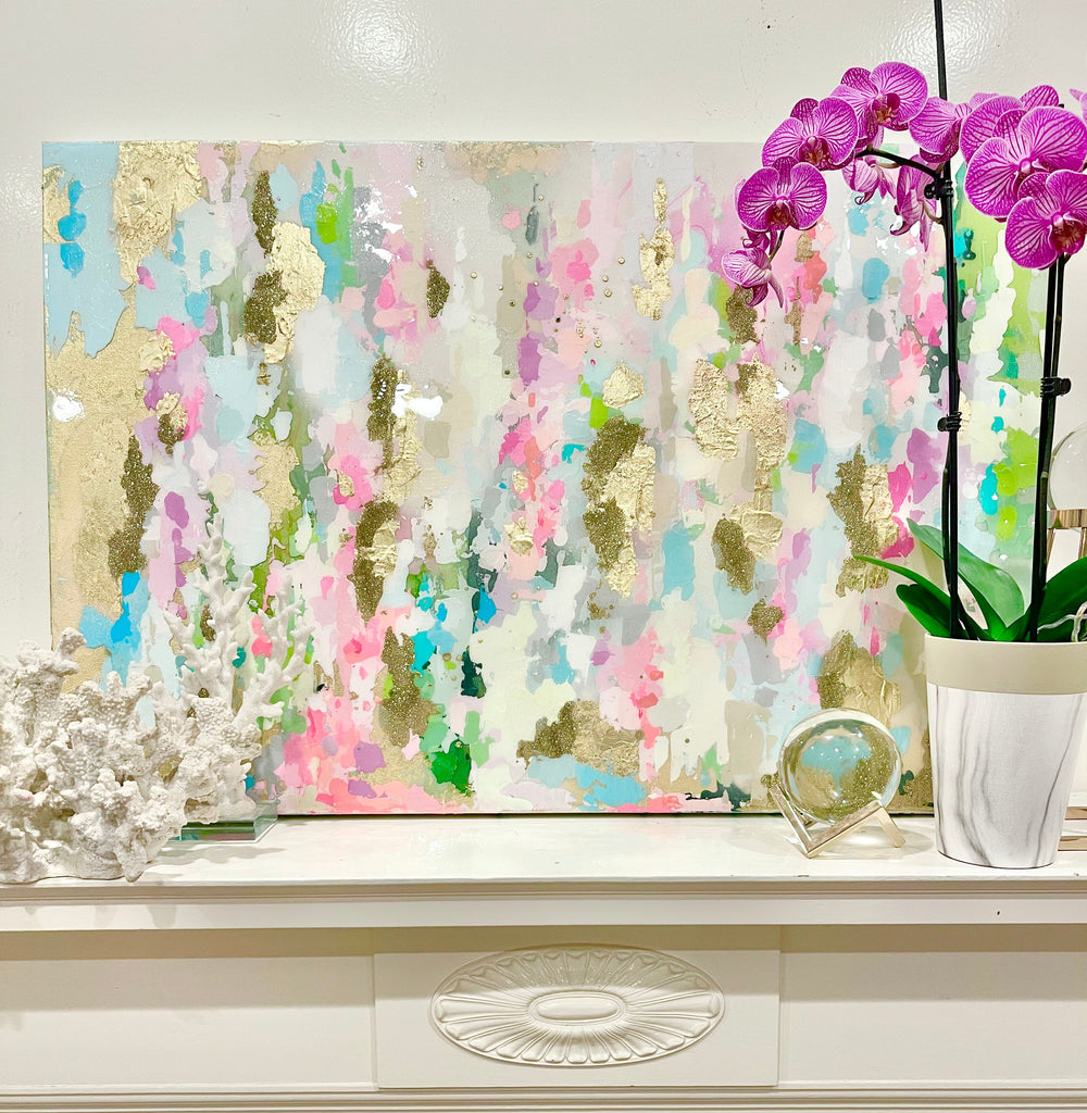 Original Custom Painting! “Gelato” Canvas 36" Tall x 60" wide covered in high gloss resin