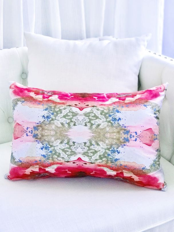 Vivian Ferne pink and gold long decorative pillow for sale