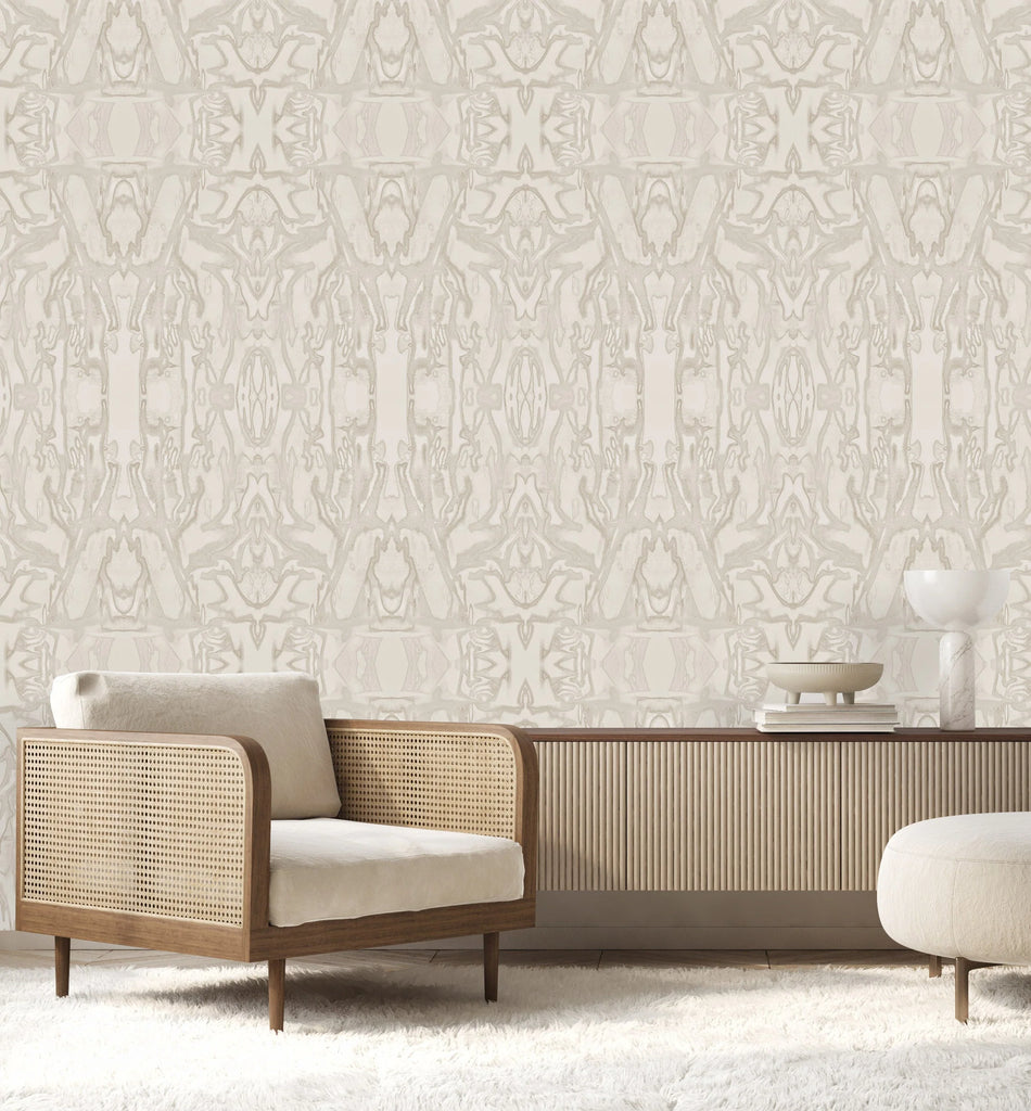 Modern pattern wallpaper for luxury hotel, condo, apartment, beachfront property. This beige monochromatic patterned wallpaper will elevate any space to its peak condition. This wallpaper design is available in prepasted and peel and stick