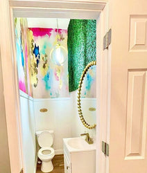Colorful Powder Room Wallpaper in a Boutique