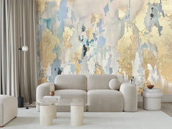 Custom "Emily" Oversized Wall Mural 8’ x 8’ with silver & gold