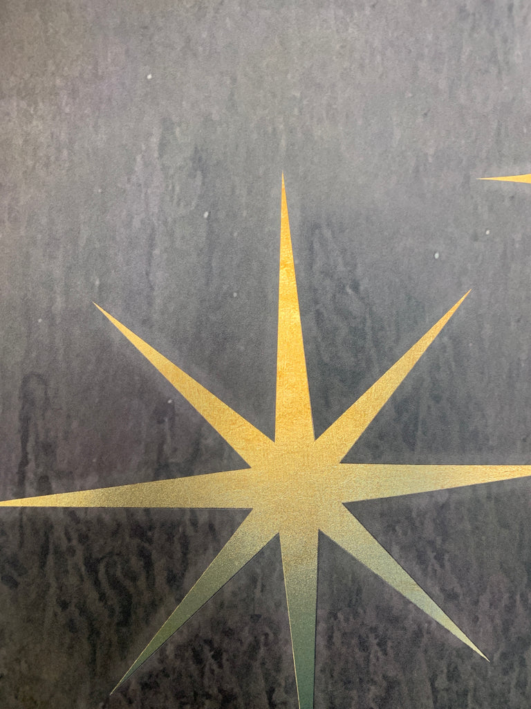 Metallic Gold Foil Shiny Stars in Peel and Stick Wallpaper