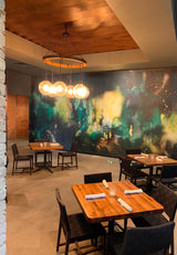 Gastro Pub Wall Mural - Green electric with gold and copper metallic foil