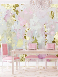 Blush formal dining room wallpaper mural