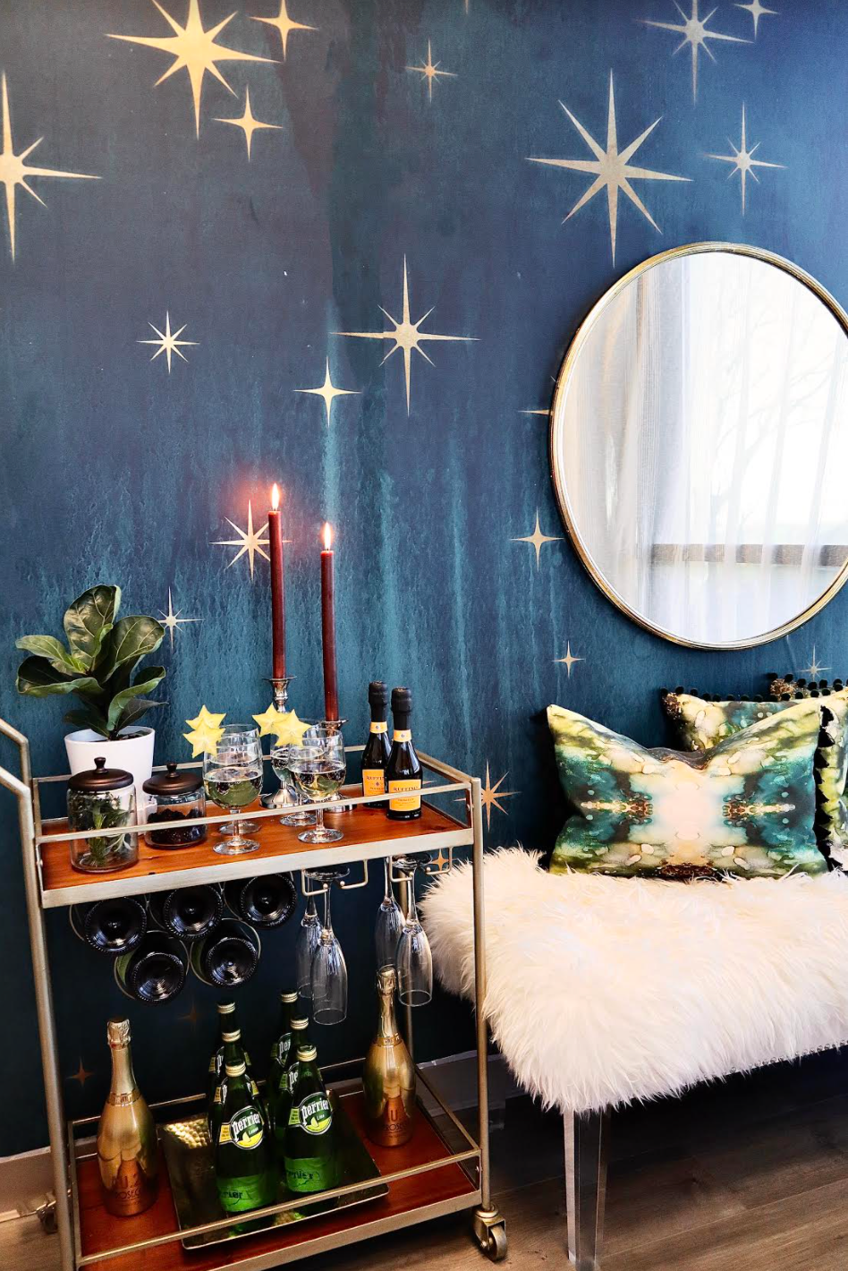 "Deep Teal Starburst" oversized Wall Mural