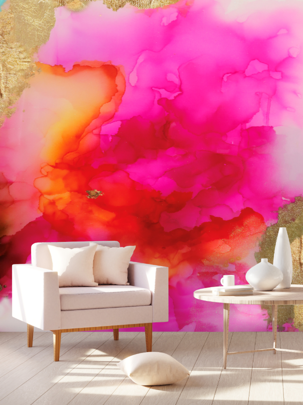 coral hand painted wall mural wallpaper