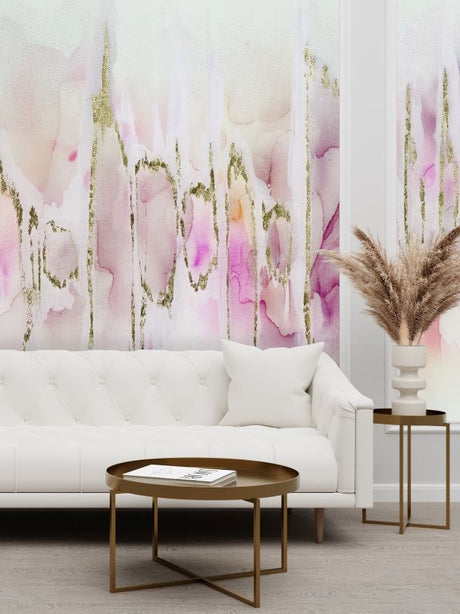 light pink wall mural paneling