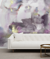 Vivian Ferne Oversized Wall Mural, Wallpaper, Wallpaper Wall Mural, Oversized Wallpaper Wall Mural, Vibrant Wallpaper, Vibrant Wall Mural, Maximalist Wall Mural, Vibrant Wall Art, Nursery Wallpaper, Office Wallpaper, Living Room Wallpaper, Gold Accent Wall, Purple Wallpaper, Lavender Wallpaper, White Couch, Gold Table, Gold Coffee Table, Gold Accent Table, Living Room Accent Wall, Gold Wallpaper, Grey Wallpaper, Lavender Accent Wall