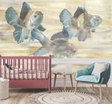 Vivian Ferne Oversized Wall Mural, Wallpaper, Kids Wallpaper, Vibrant Wallpaper, Vibrant Wall Mural, Kids Wall Mural, Kids Wall Art, Nursery Wallpaper, Kids Bedroom Wallpaper, Kids Room Wallpaper, Bedroom Wallpaper, Bathroom Wallpaper, Gold Accent Wall, Gold Wallpaper, Silver Wallpaper, Silver Accent Wall, Pastel Wallpaper, Goldfish Design, Goldfish Wallpaper, Fish Wallpaper, Underwater Wallpaper, Fish Bedroom, Kids Design, Red Crib, Blue Rocking Chair