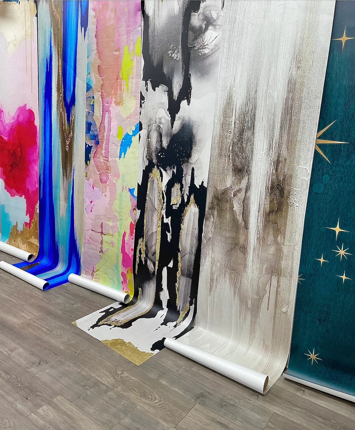 Vivian Ferne Oversized Wallpaper Wall Mural, Wallpaper Panels, Star Wallpaper, Pink Wallpaper, Blue Wallpaper, Rainbow Wallpaper, Pastel Wallpaper, Abstract Wallpaper, Vibrant Wallpaper, Black Wallpaper, Brown Wallpaper, Gold Wallpaper, Silver Wallpaper