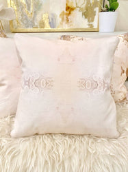 Handmade blush pink and white throw pillow