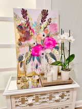 Original floral Painting! "Canvas 24" Tall x 36" wide covered in high gloss resin