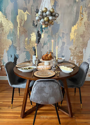 Custom "Emily" Oversized Wall Mural 8’ x 8’ with silver & gold