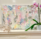 “Heart Flutter” Original  Painting! Canvas 24" Tall x 36" wide covered in high gloss resin Similar to pictured painting