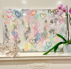 “Heart Flutter” Original  Painting! Canvas 24" Tall x 36" wide covered in high gloss resin Similar to pictured painting
