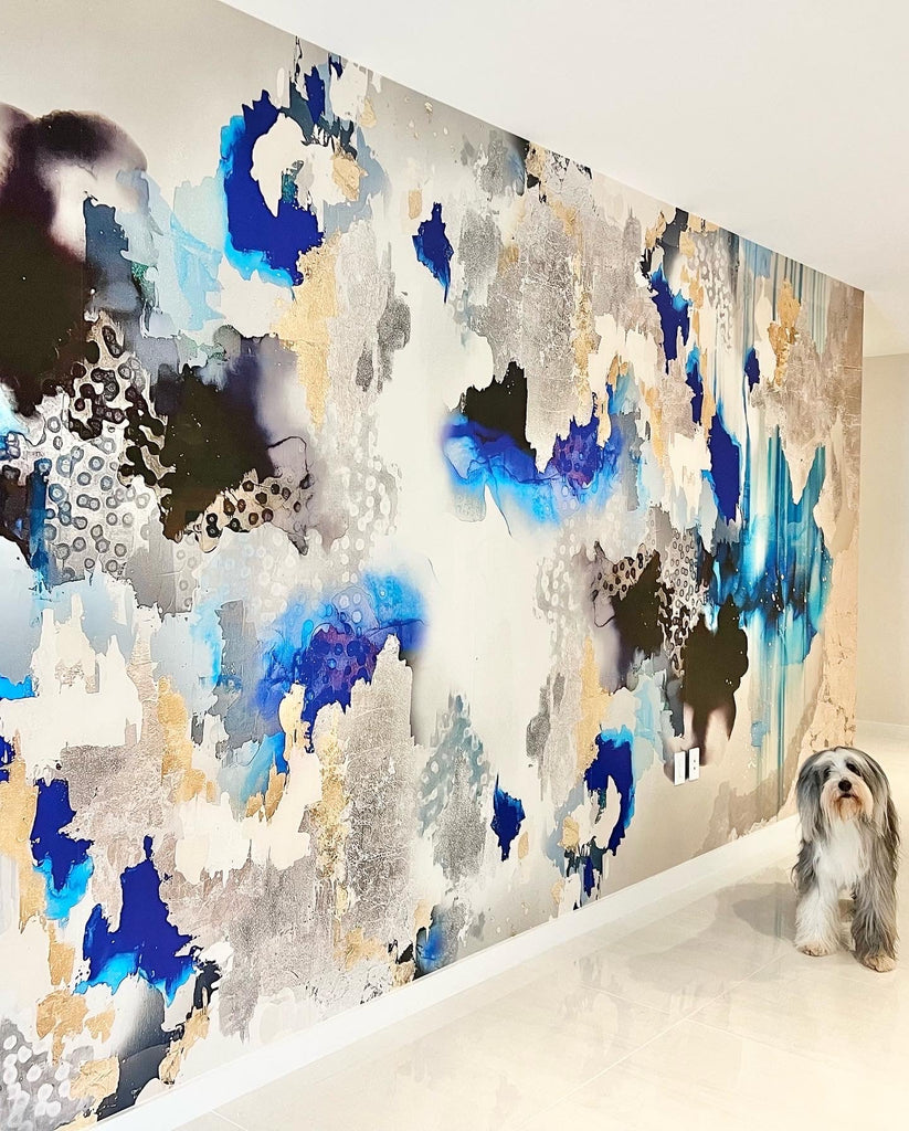 Custom RUSH "Indigo Cloud" Oversized Wallpaper Wall Mural 9' tall x 13' wide Peel & Stick