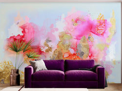 Pink Peel and Stick Wall Mural in Living Room