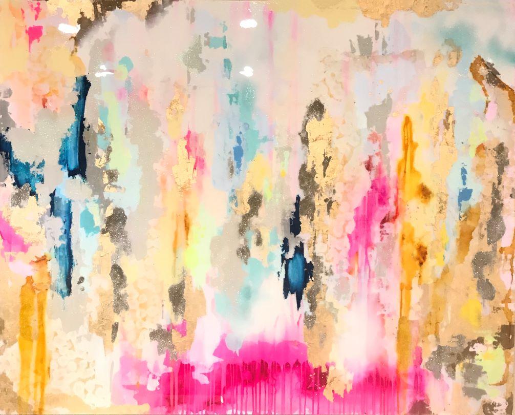 Original multi color canvas art of Blueberry Glitter