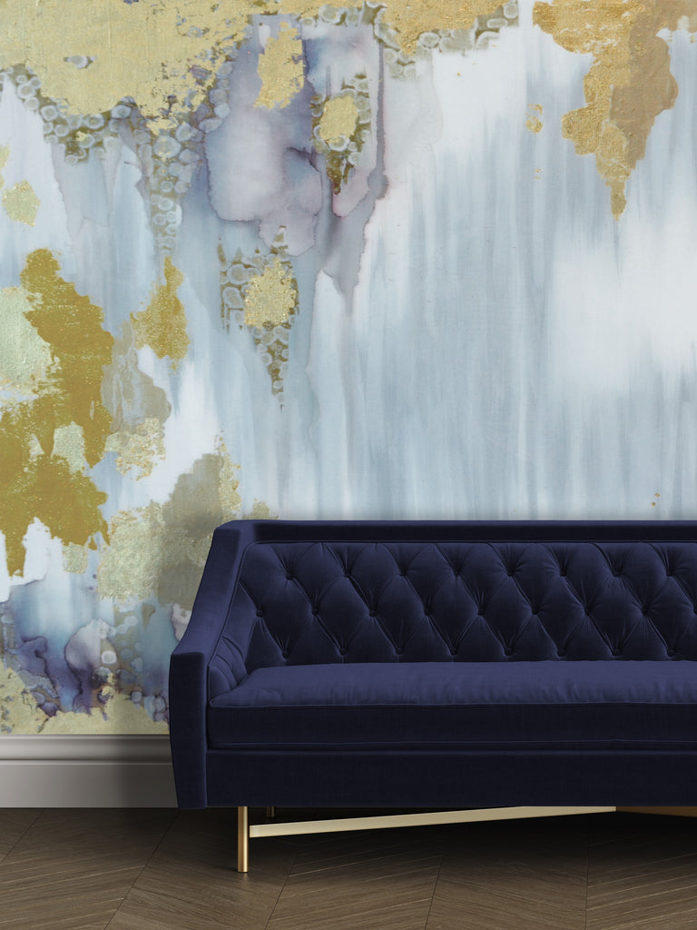 Gold and blue grey large wall mural removable wallpaper