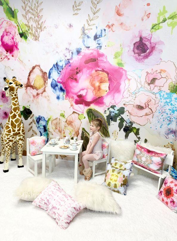 colorful flower little girls bedroom wall mural