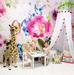 Pink floral little girls playroom